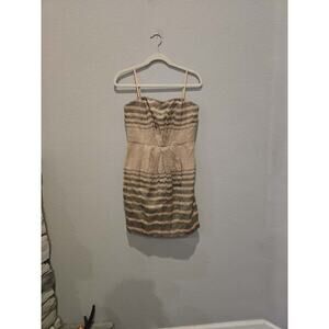 Plenty by Tracey Reese Women's Strapless Pleated Striped Dress Brown Size 6